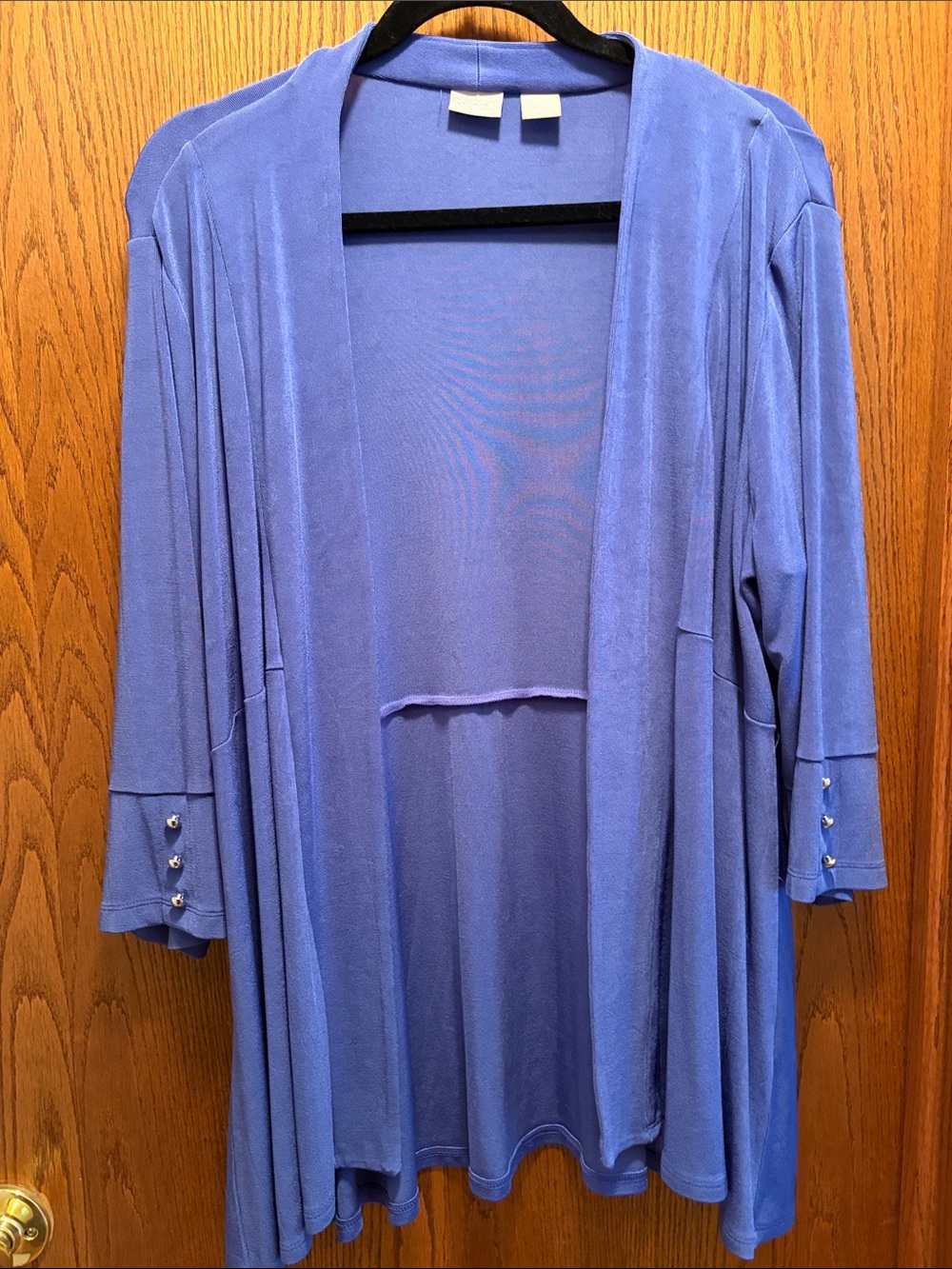 Chico’s Travelers Periwinkle Open-Front Drape Cardigan Size 3P